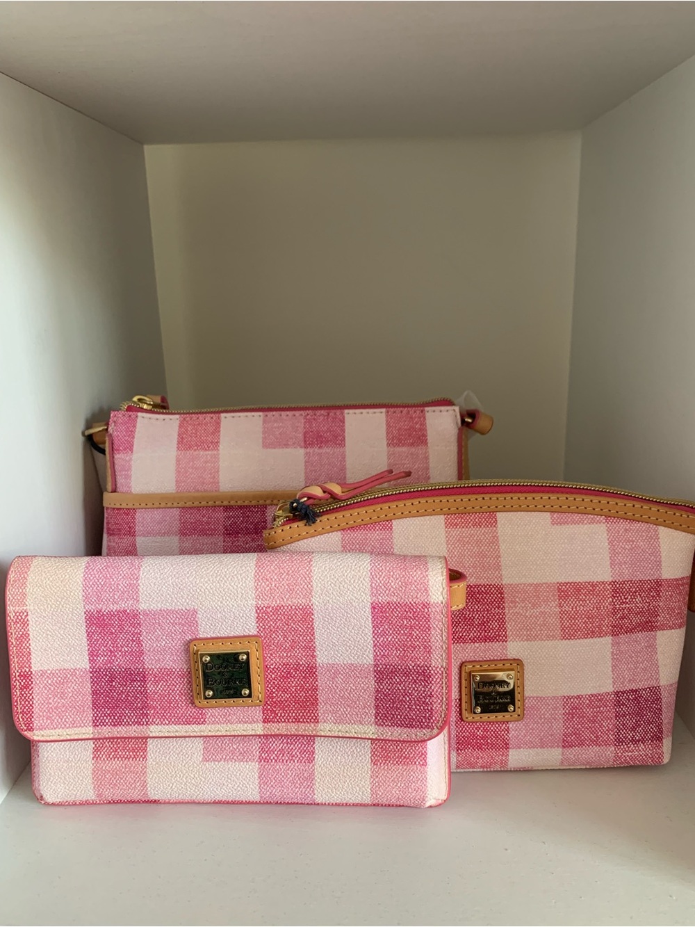 Pink Gingham Crossbody & Pouch Set